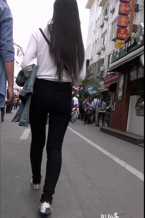 [街拍客视频]jx0516 长腿包臀黑色紧身裤漂亮美眉